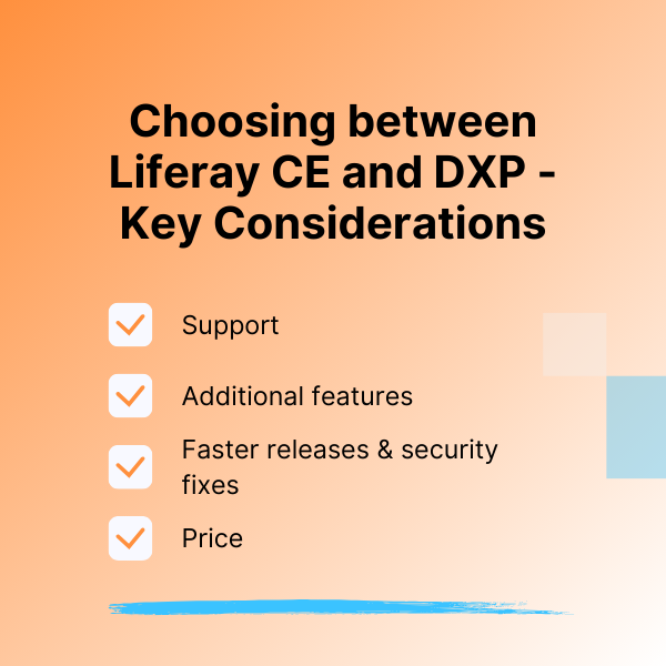 Choosing between Liferay DXP and CE